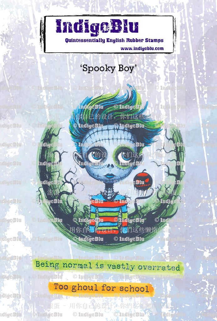 Spooky Boy A6 Red Rubber Stamp
