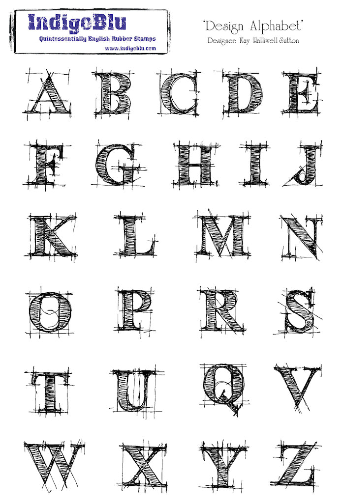 Design Alphabet A5 Red Rubber Stamp by Kay Halliwell-Sutton