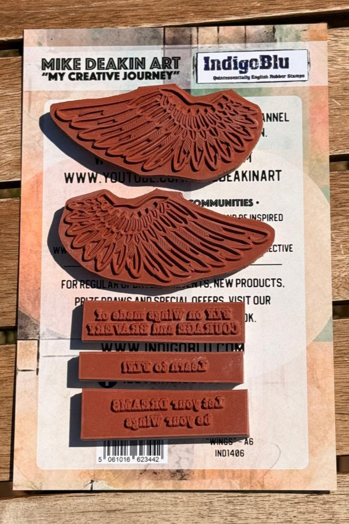 Wings A6 Red Rubber Stamp