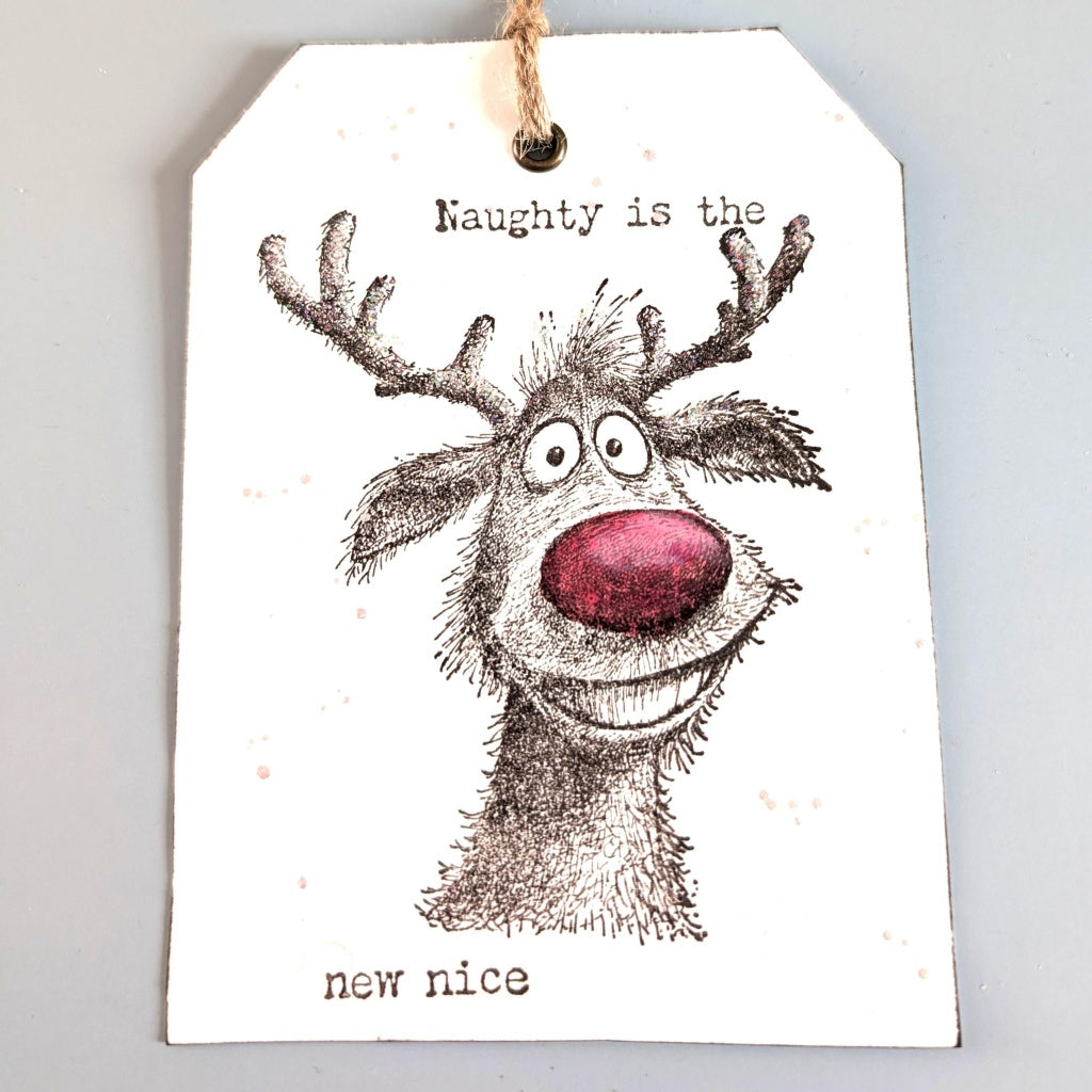 Cheery Reindeer A6 Red Rubber Stamp