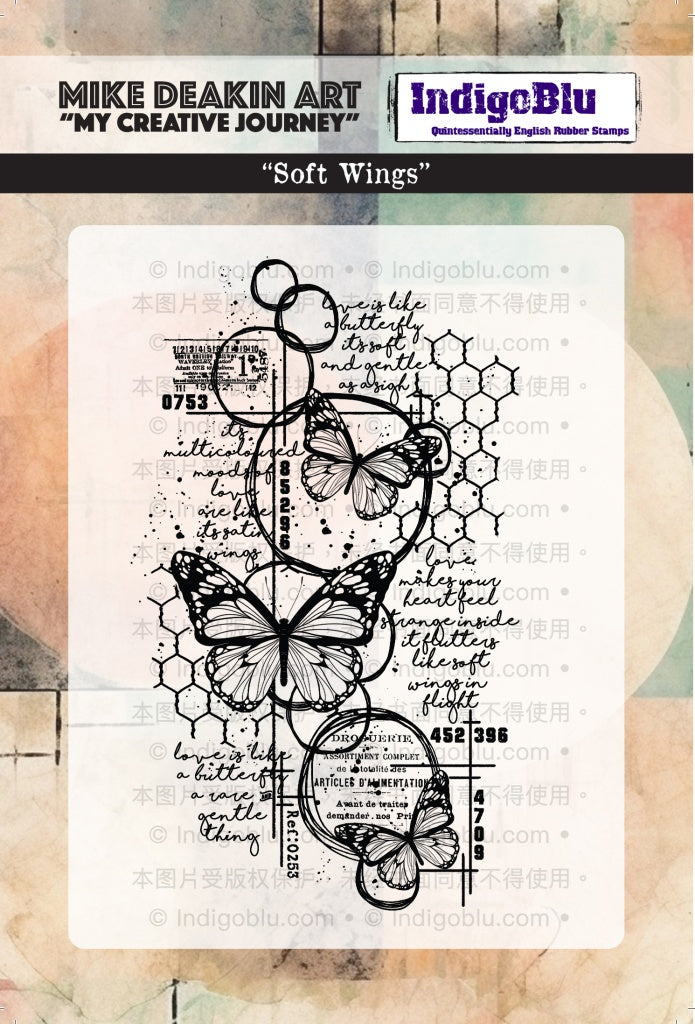 Soft Wings A6 Red Rubber Stamp