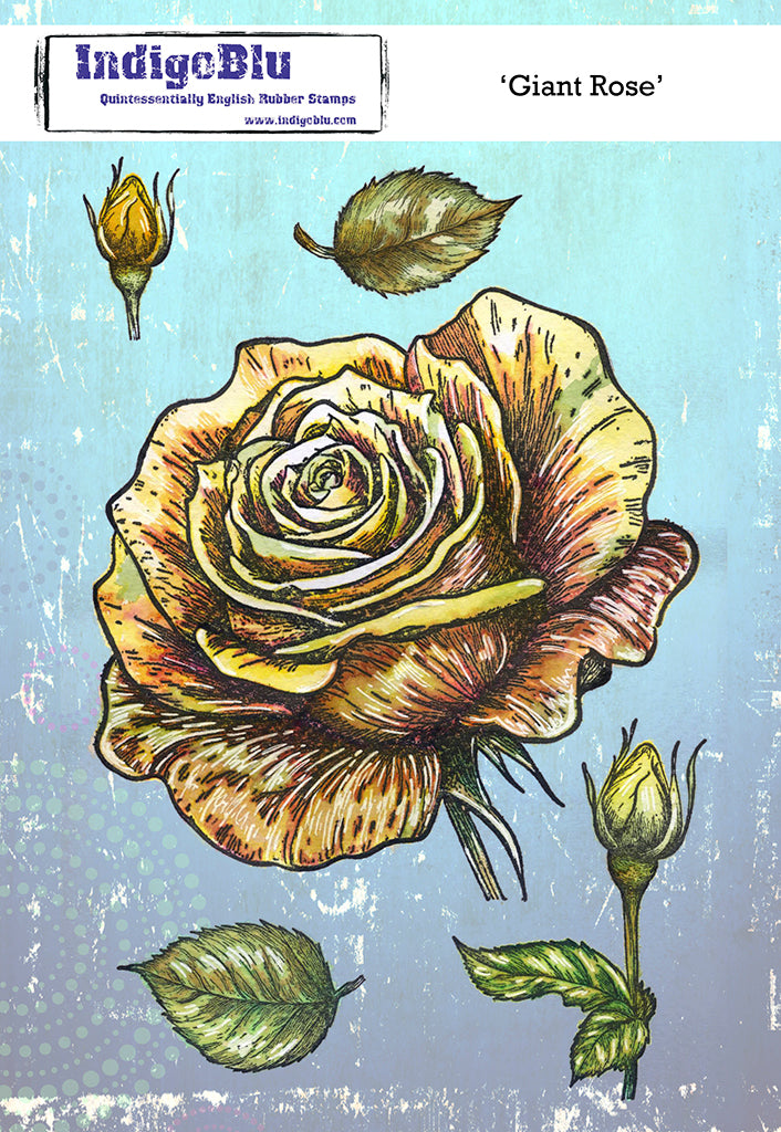 Giant Rose A5 Red Rubber Stamp