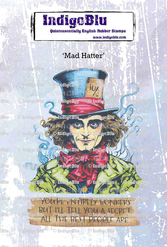 Mad Hatter A6 Red Rubber Stamp