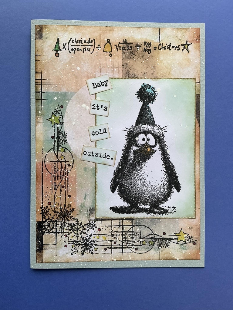 Cheery Penguin A6 Red Rubber Stamp