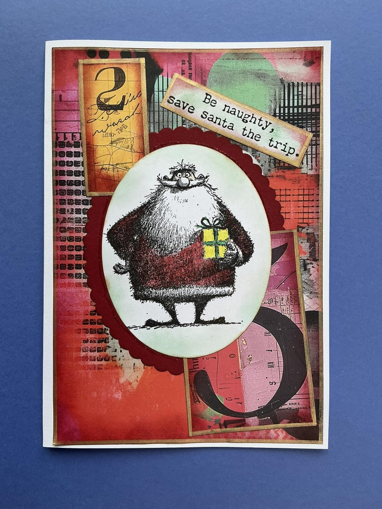 Cheery Santa A6 Red Rubber Stamp