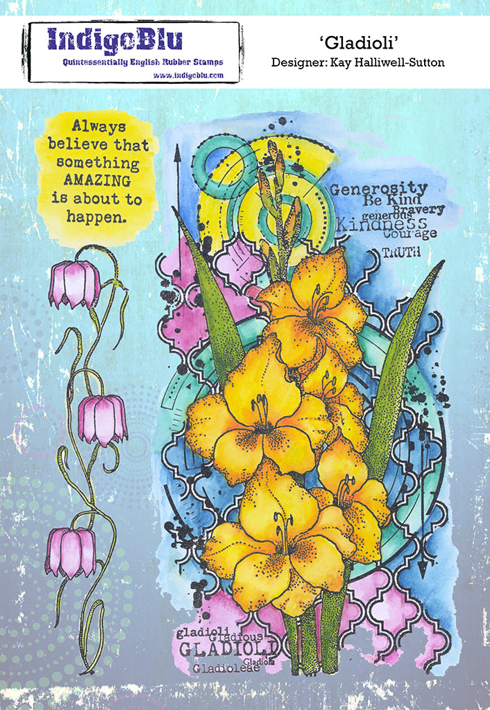 Gladioli A5 Red Rubber Stamp