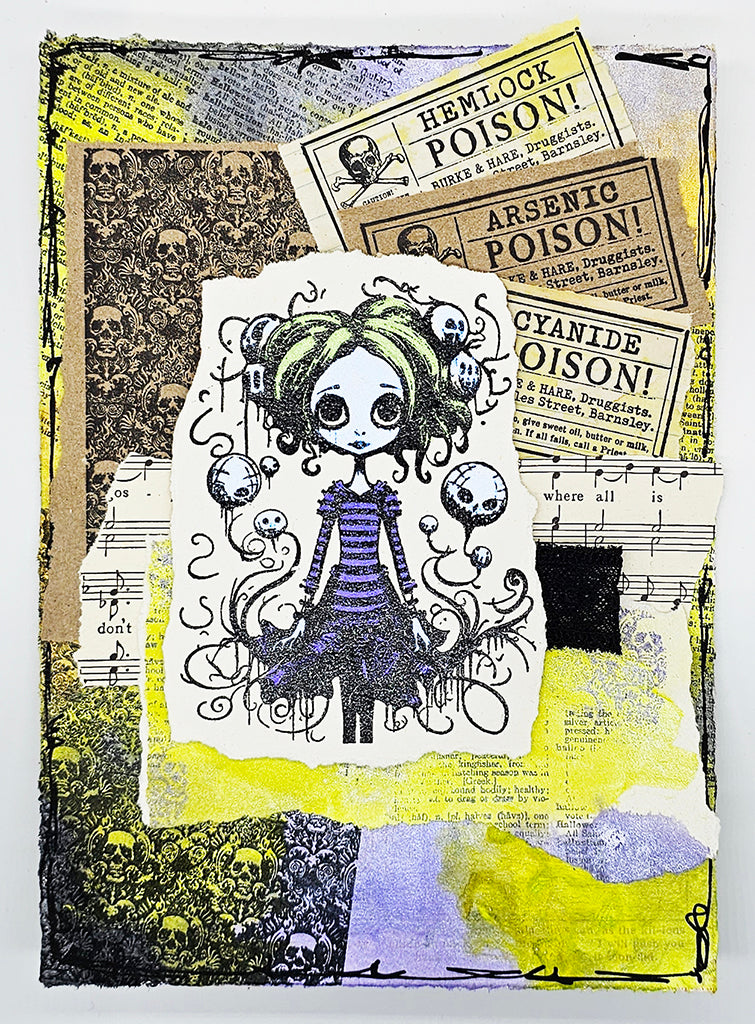 Dreaded Damask A6 Red Rubber Stamp