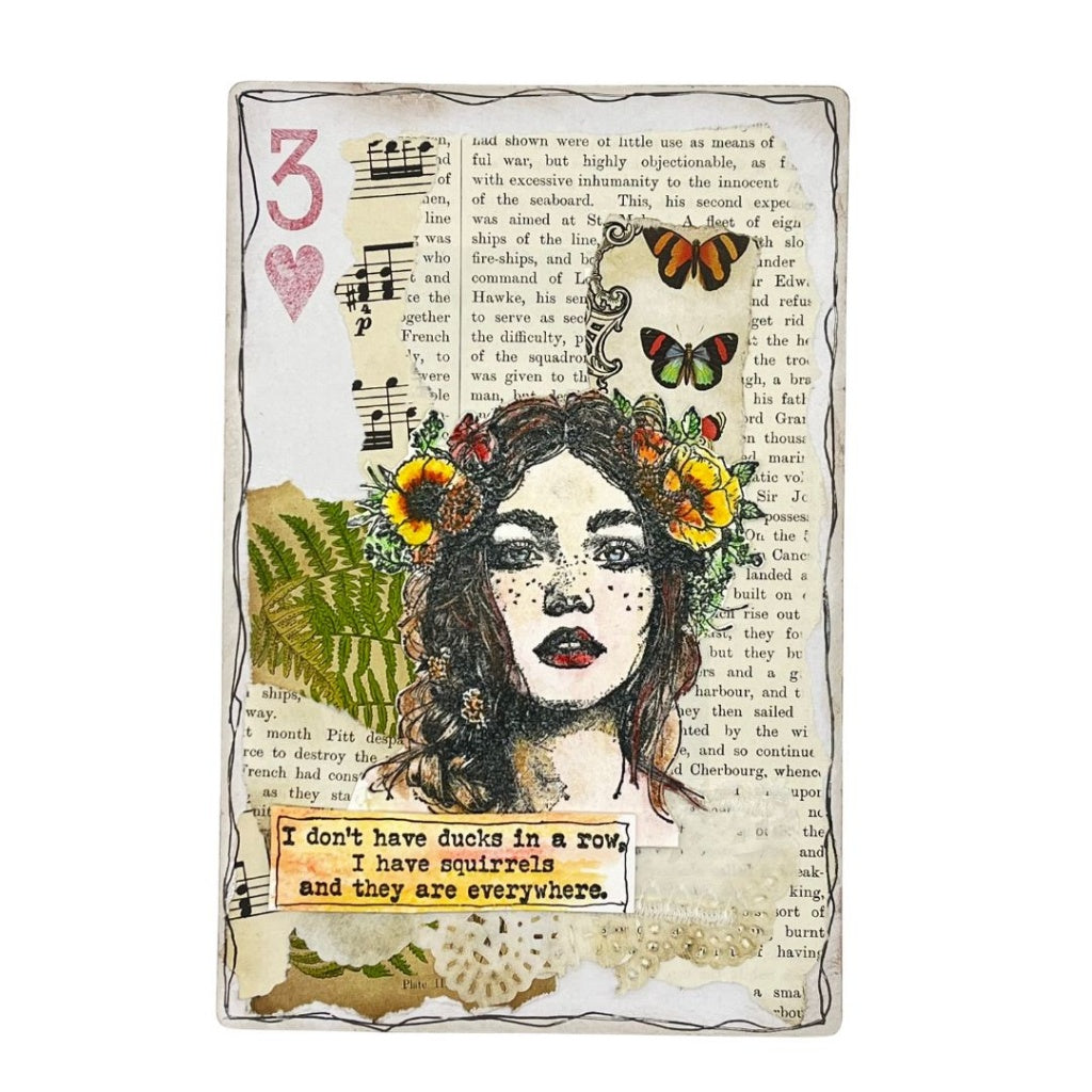 Flora A6 Red Rubber Stamp