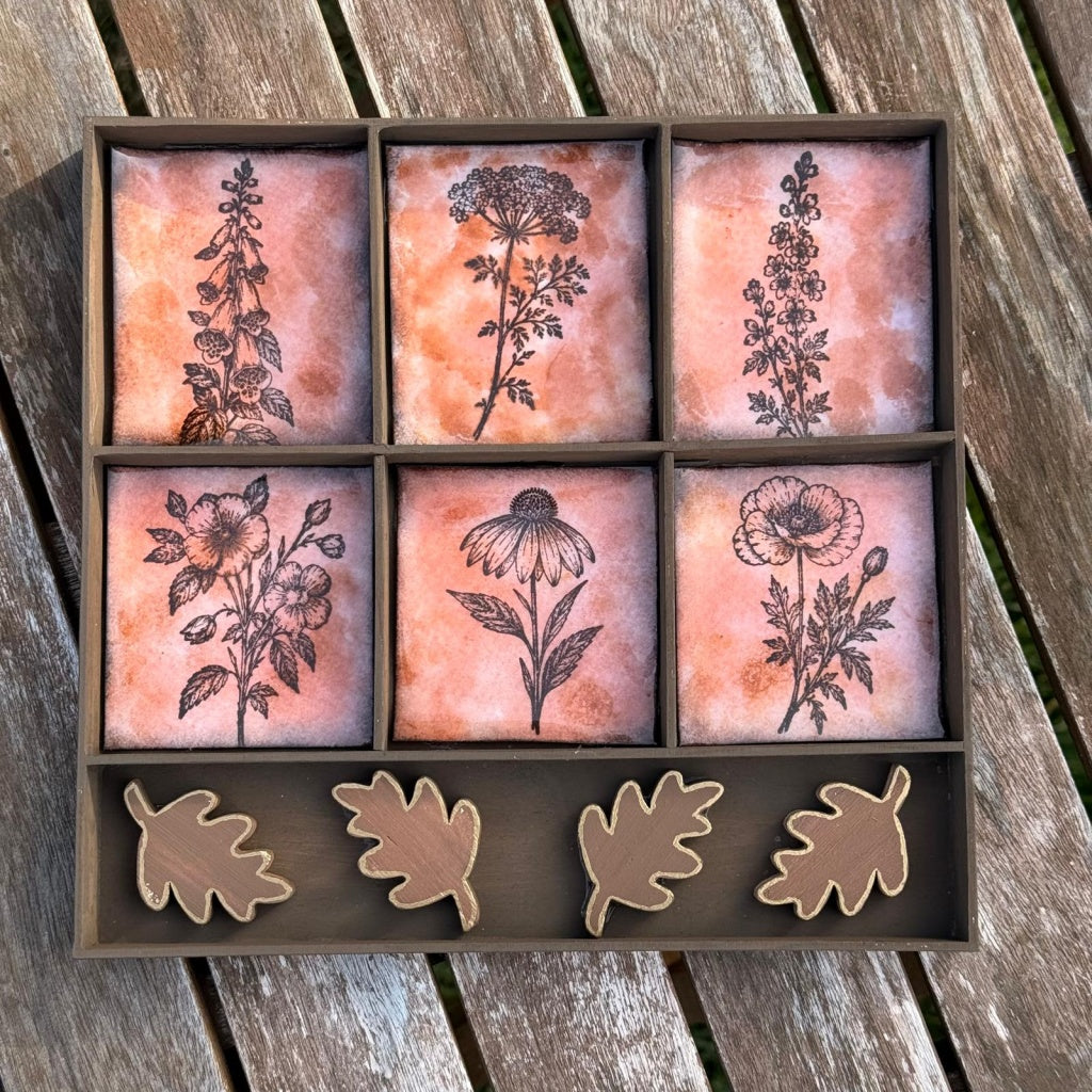 Forgotten Florals A5 Red Rubber Stamp