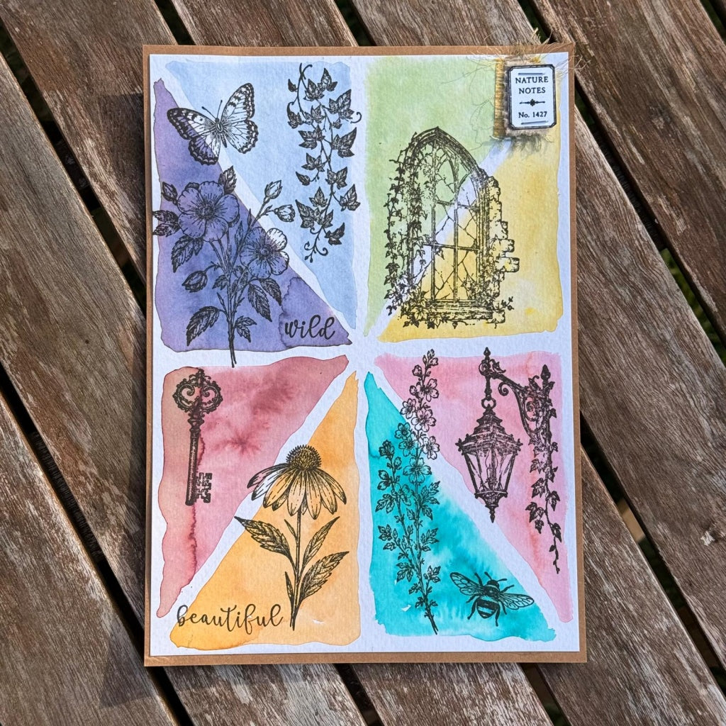 Forgotten Florals A5 Red Rubber Stamp