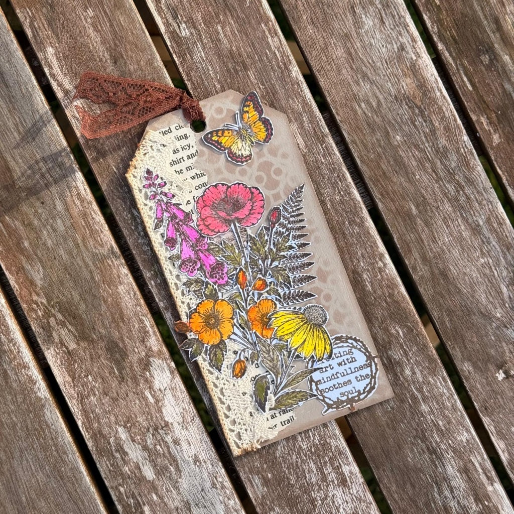 Forgotten Florals A5 Red Rubber Stamp