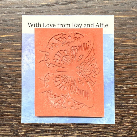 Butterfly Dinkie Red Rubber Stamp