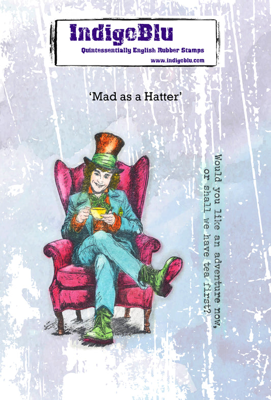 Mad as a Hatter A6 Red Rubber Stamp