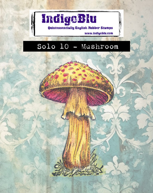 Mushroom Solo Red Rubber Stamp