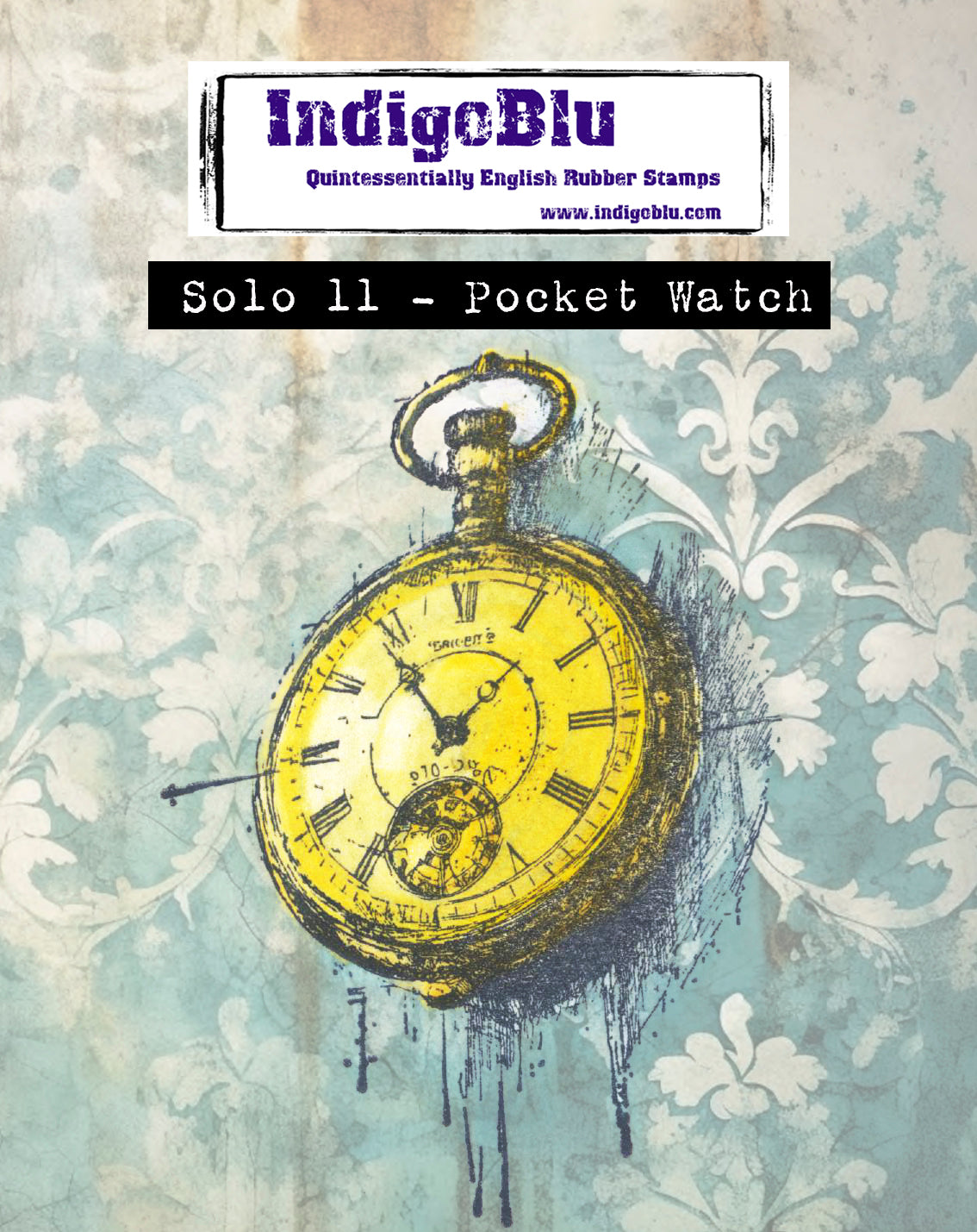 Pocket Watch Solo Red Rubber Stamp