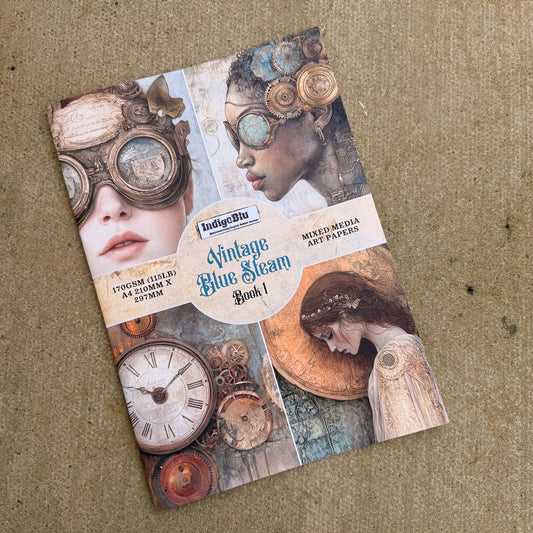 Vintage Blue Steam Paper Book - A4