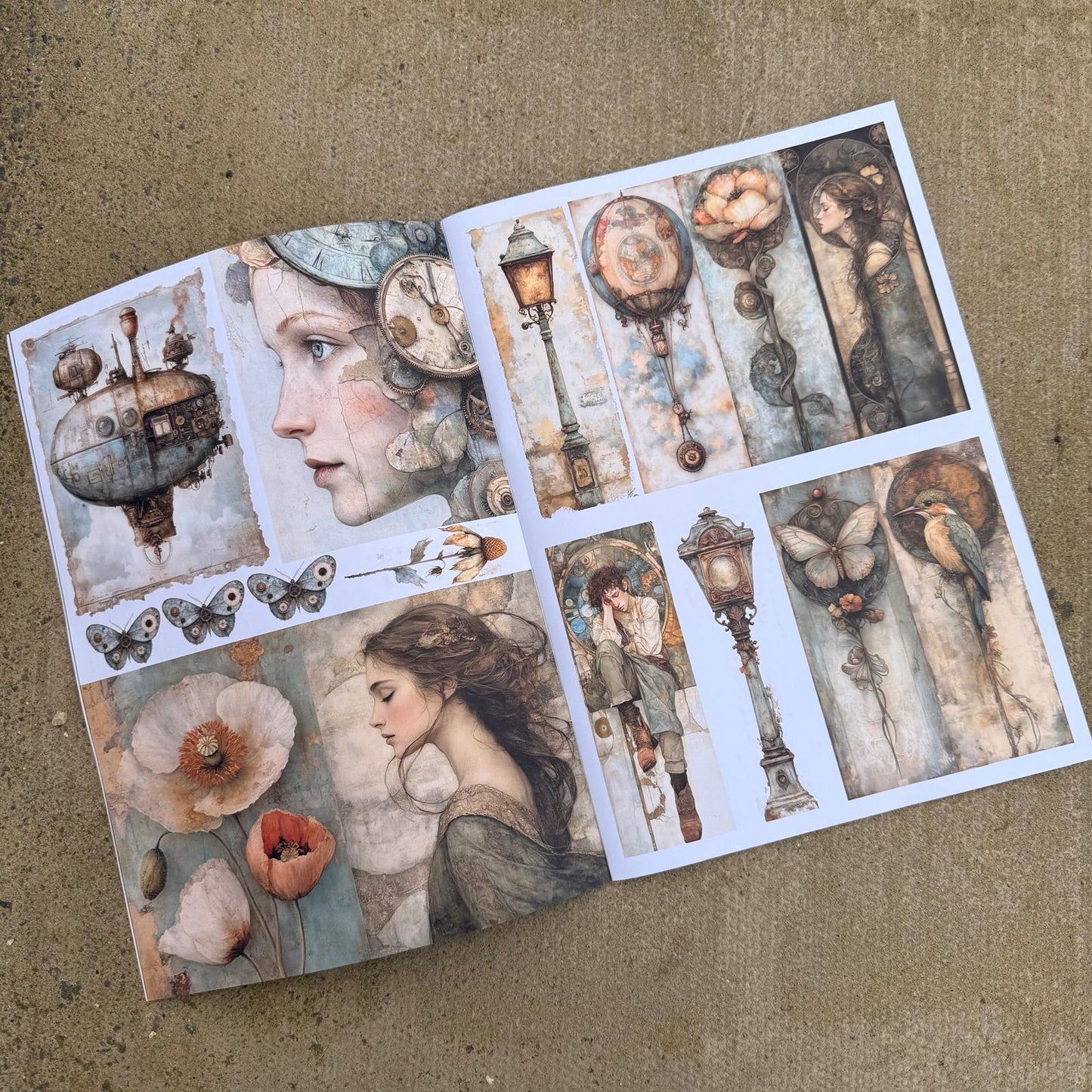 Vintage Blue Steam Paper Book - A4