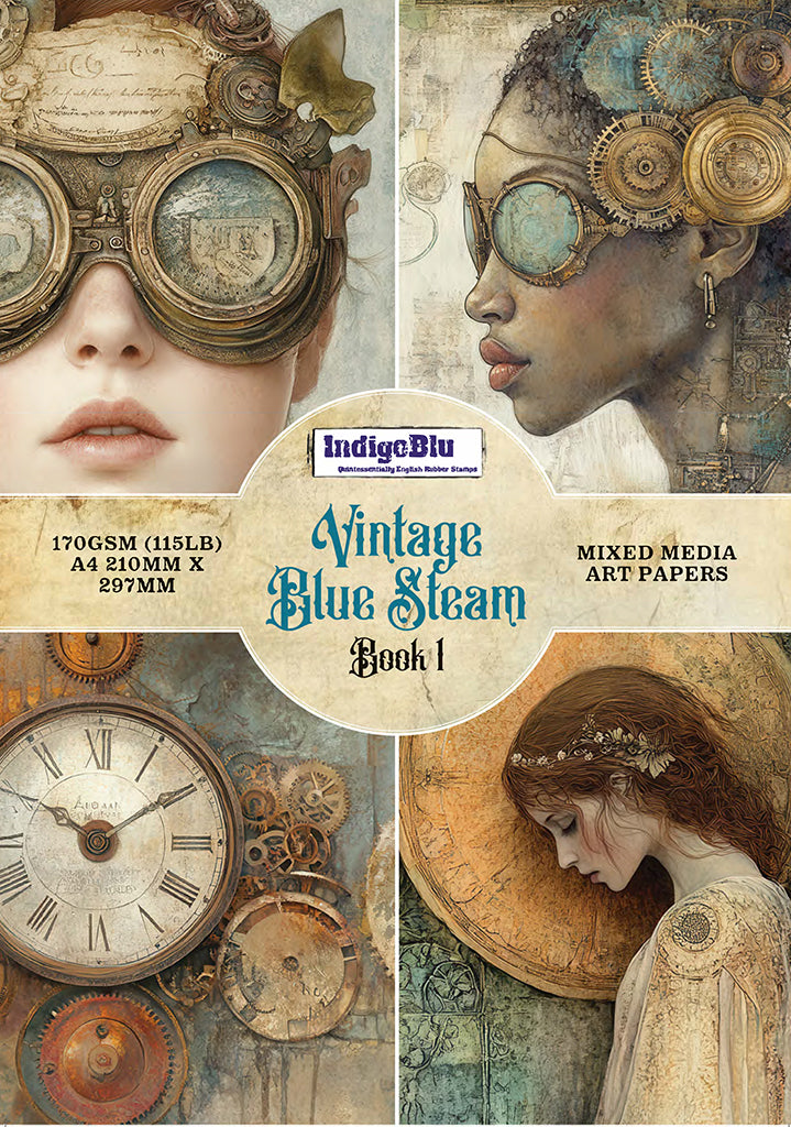 Digi Papers - Vintage Blue Steam A4