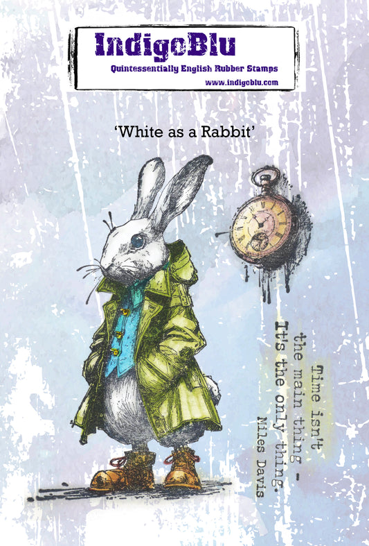 White as a Rabbit A6 Red Rubber Stamp