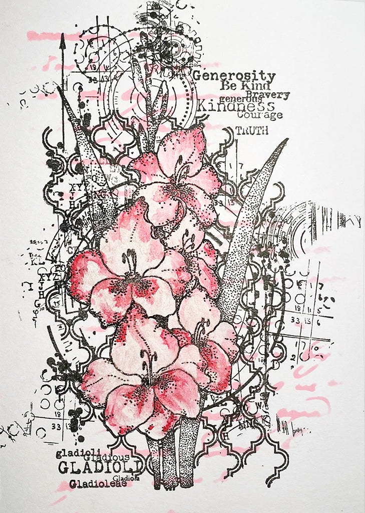 Gladioli A5 Red Rubber Stamp
