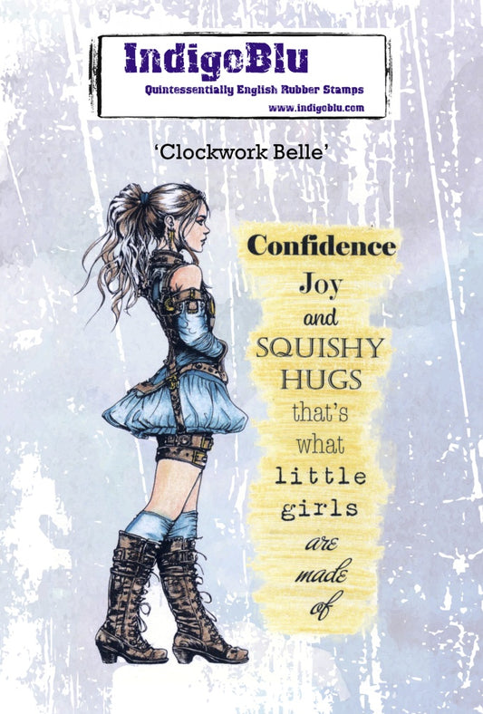 Clockwork Belle A6 Red Rubber Stamp