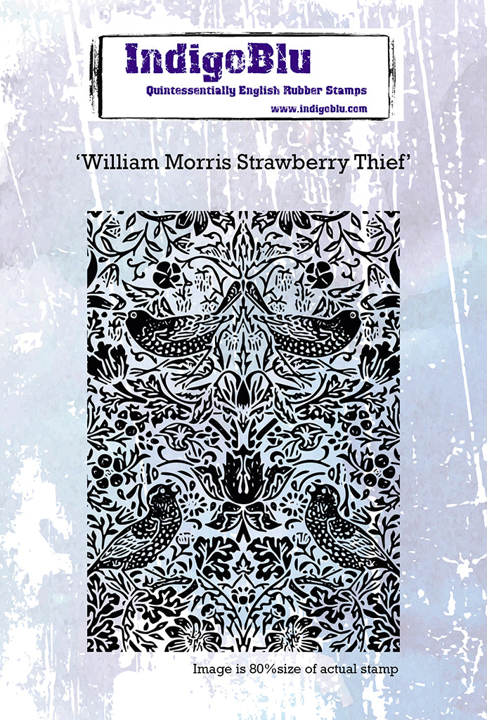 William Morris Strawberry Thief A6 Red Rubber Stamp