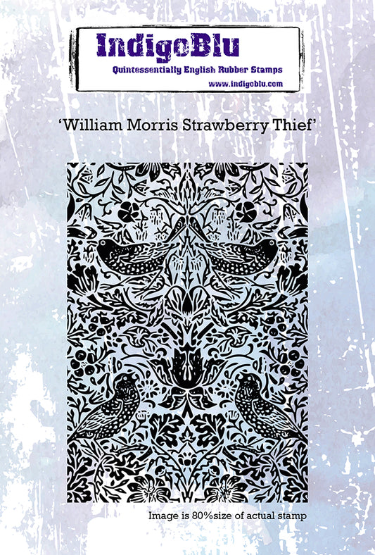 William Morris Strawberry Thief A6 Red Rubber Stamp
