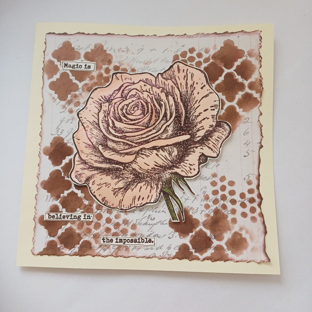 Giant Rose A5 Red Rubber Stamp