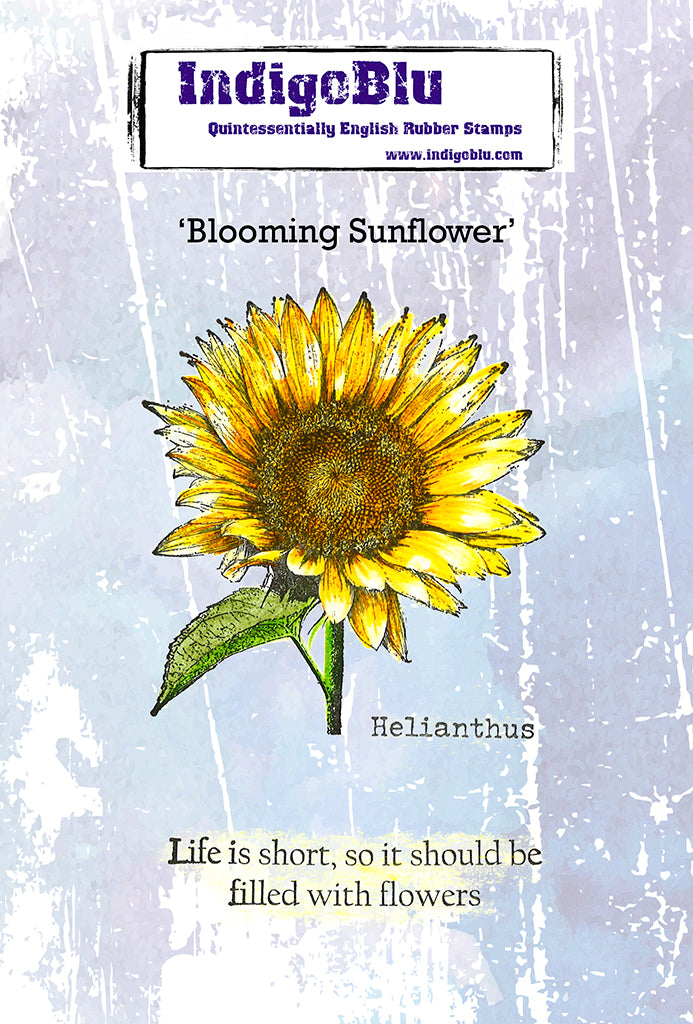Blooming Sunflower A6 Red Rubber Stamp