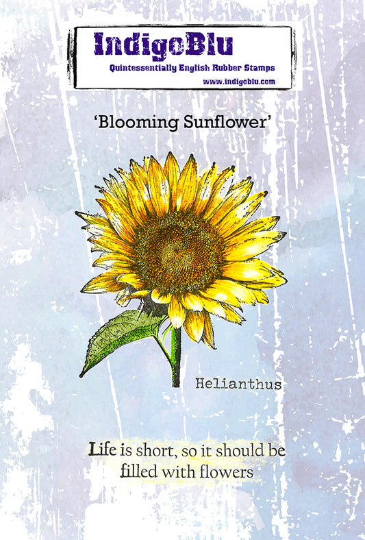 Blooming Sunflower A6 Red Rubber Stamp