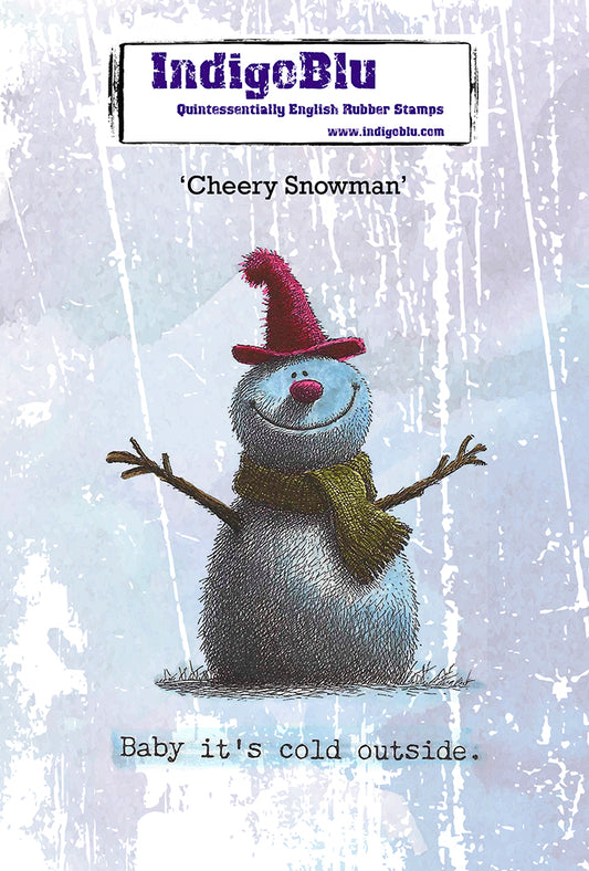 Cheery Snowman A6 Red Rubber Stamp