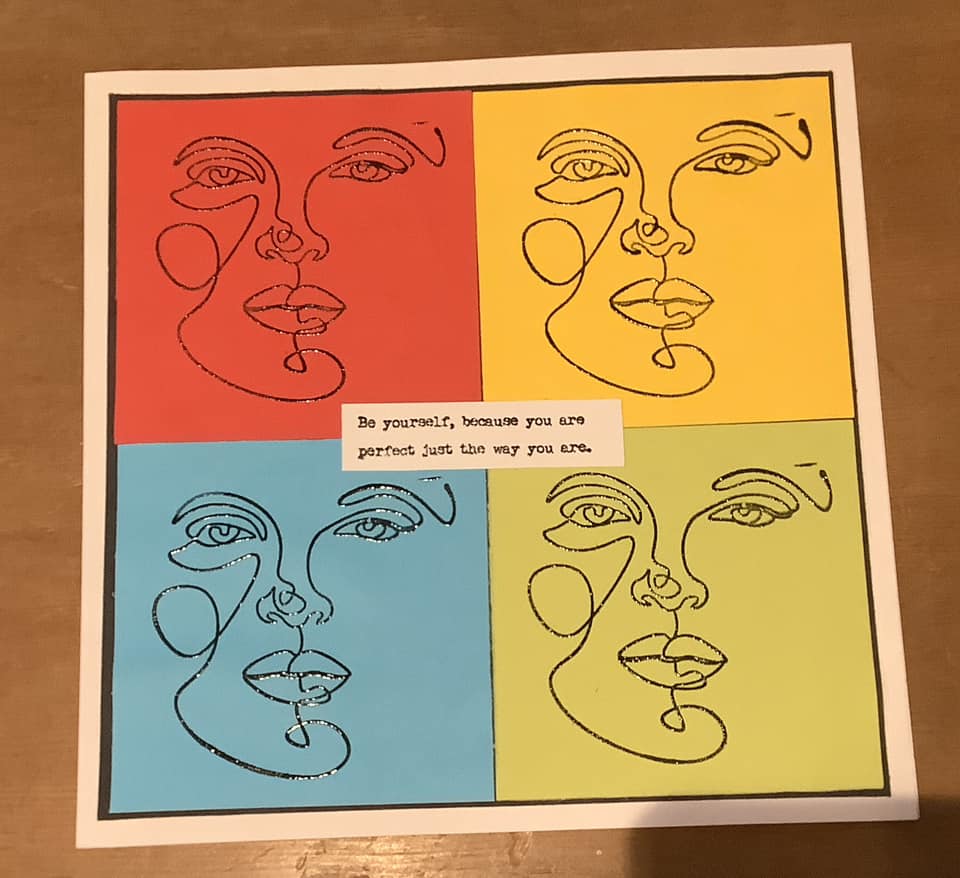 Faces A5 Red Rubber Stamp