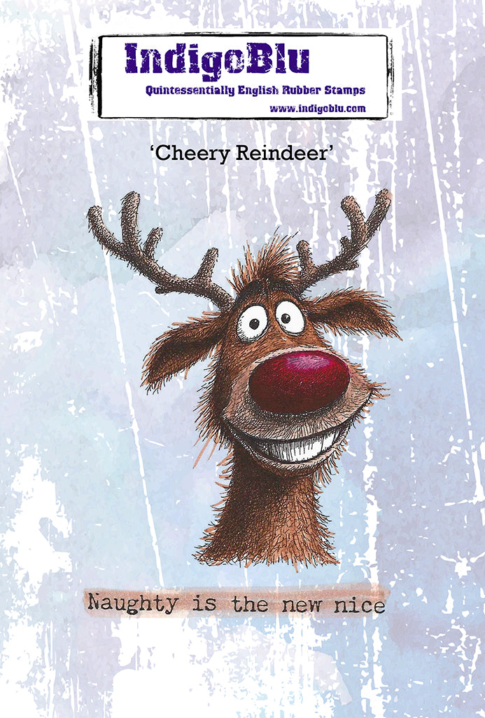 Cheery Reindeer A6 Red Rubber Stamp