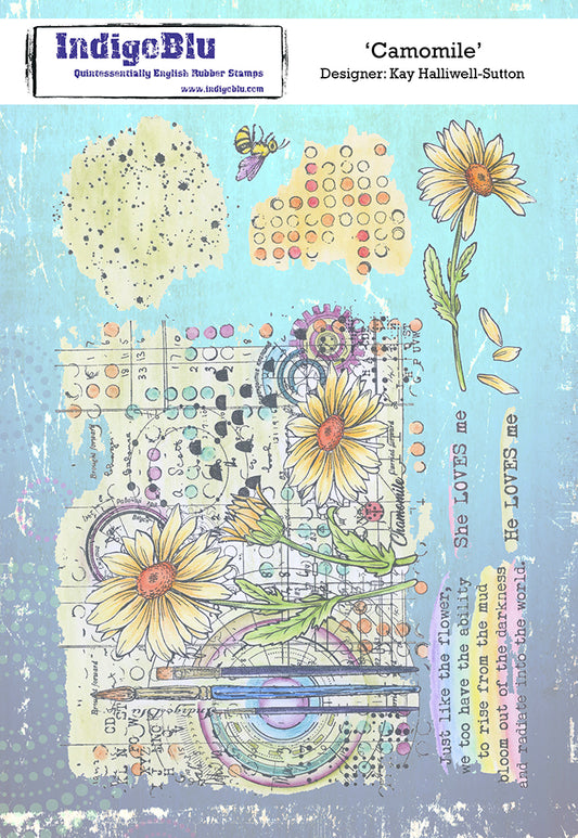 Camomile A5 Red Rubber Stamp