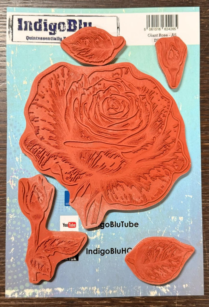 Giant Rose A5 Red Rubber Stamp