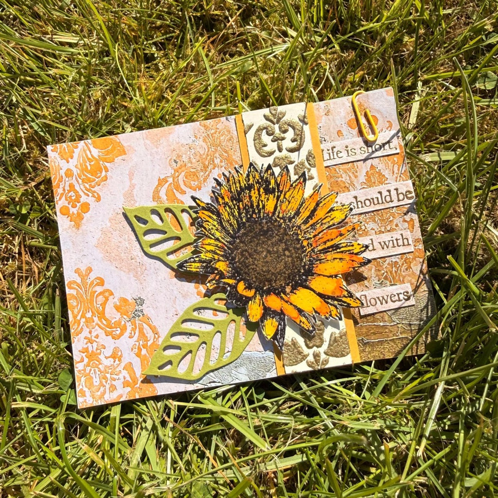 Blooming Sunflower A6 Red Rubber Stamp
