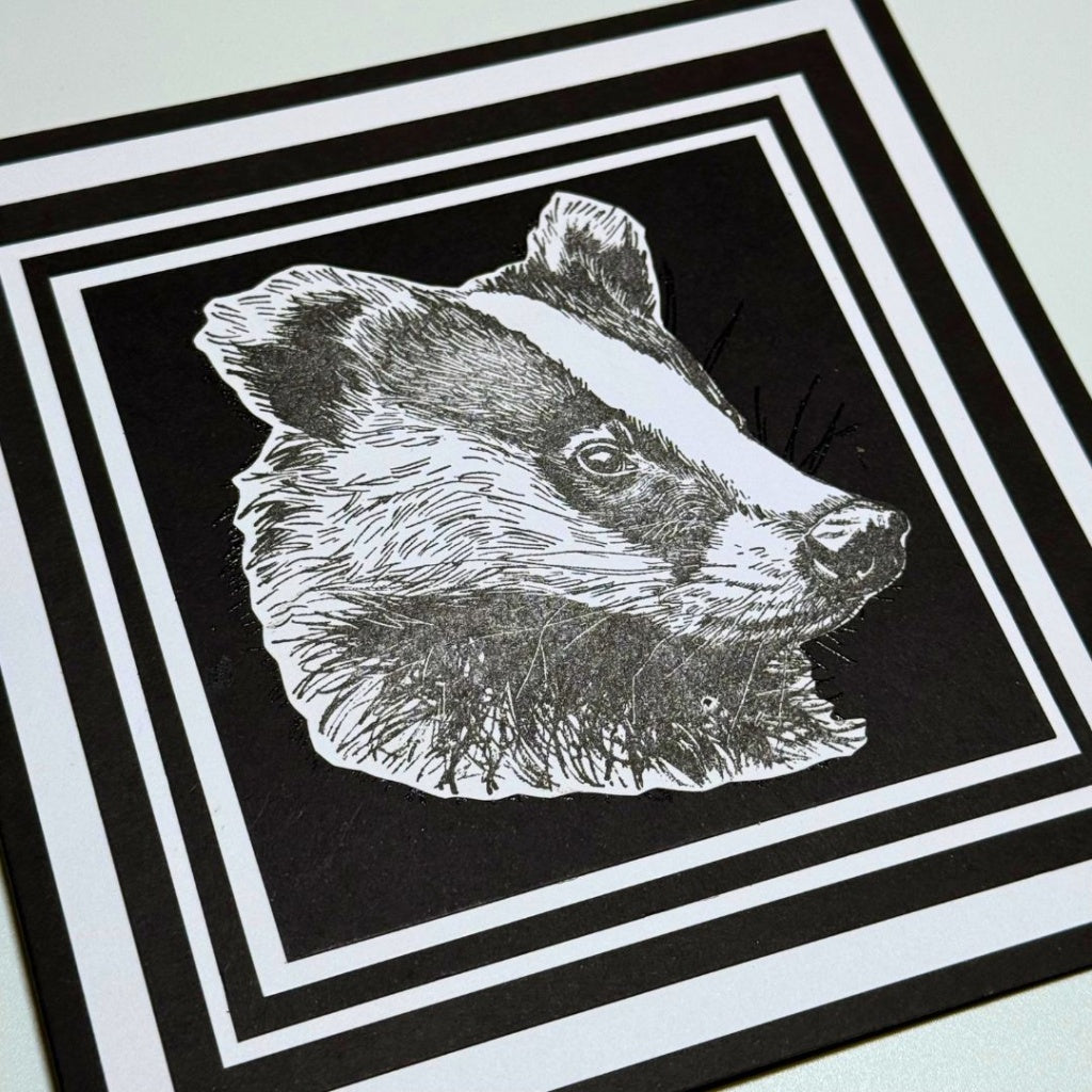 Winter Badger A6 Red Rubber Stamp