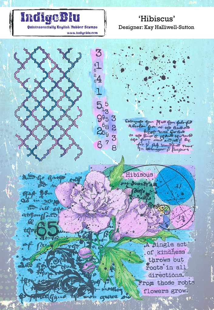 Hibiscus A5 Red Rubber Stamp