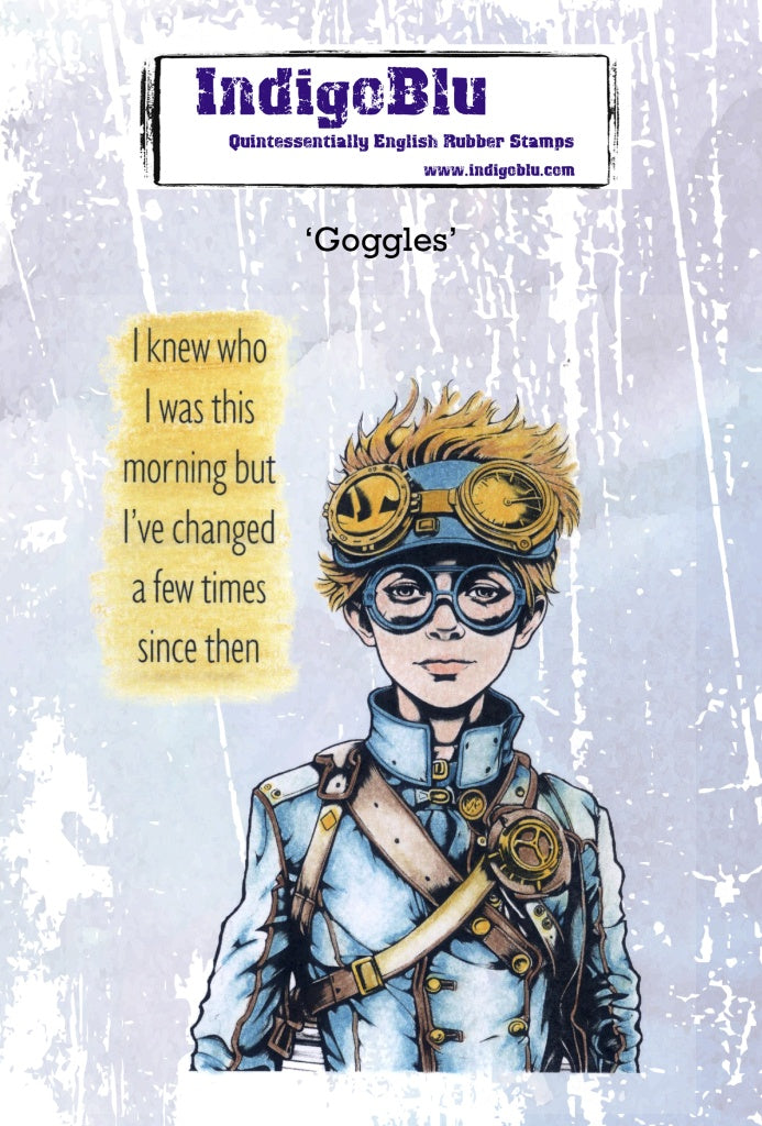 Goggles A6 Red Rubber Stamp