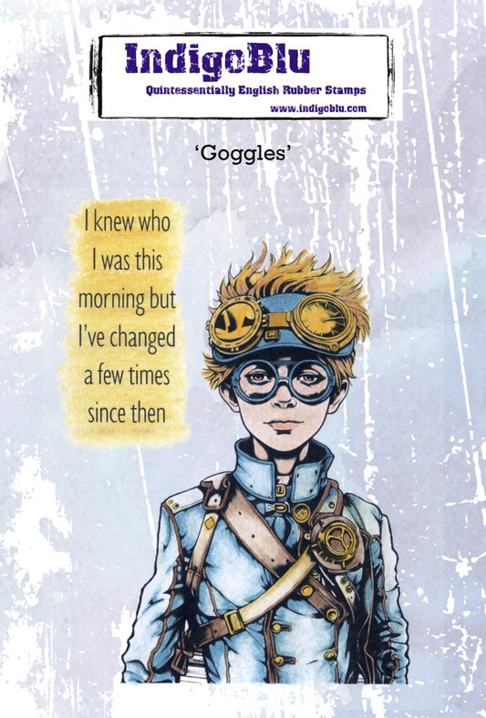 Goggles A6 Red Rubber Stamp