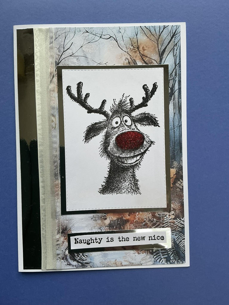 Cheery Reindeer A6 Red Rubber Stamp