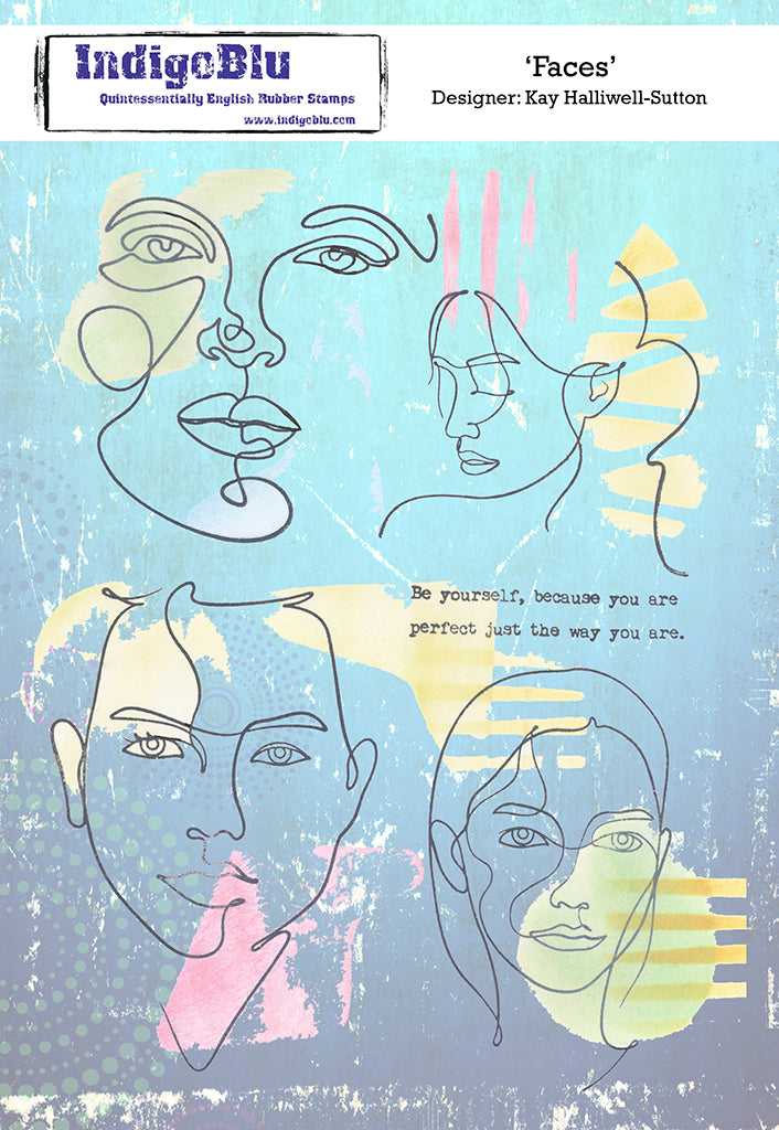 Faces A5 Red Rubber Stamp