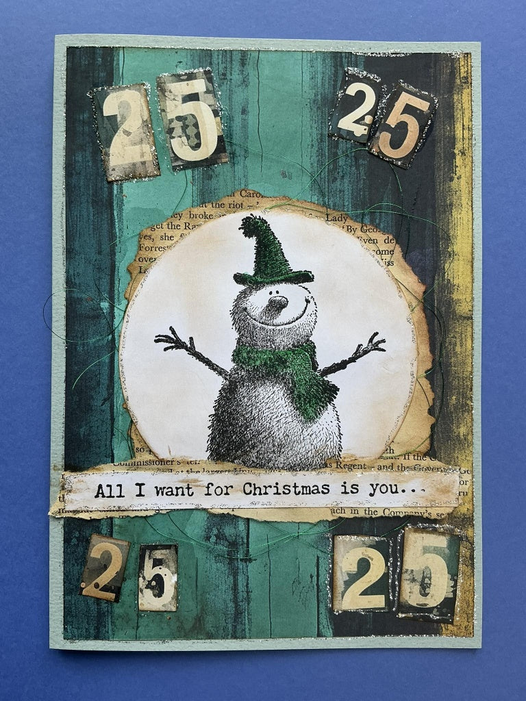 Cheery Snowman A6 Red Rubber Stamp