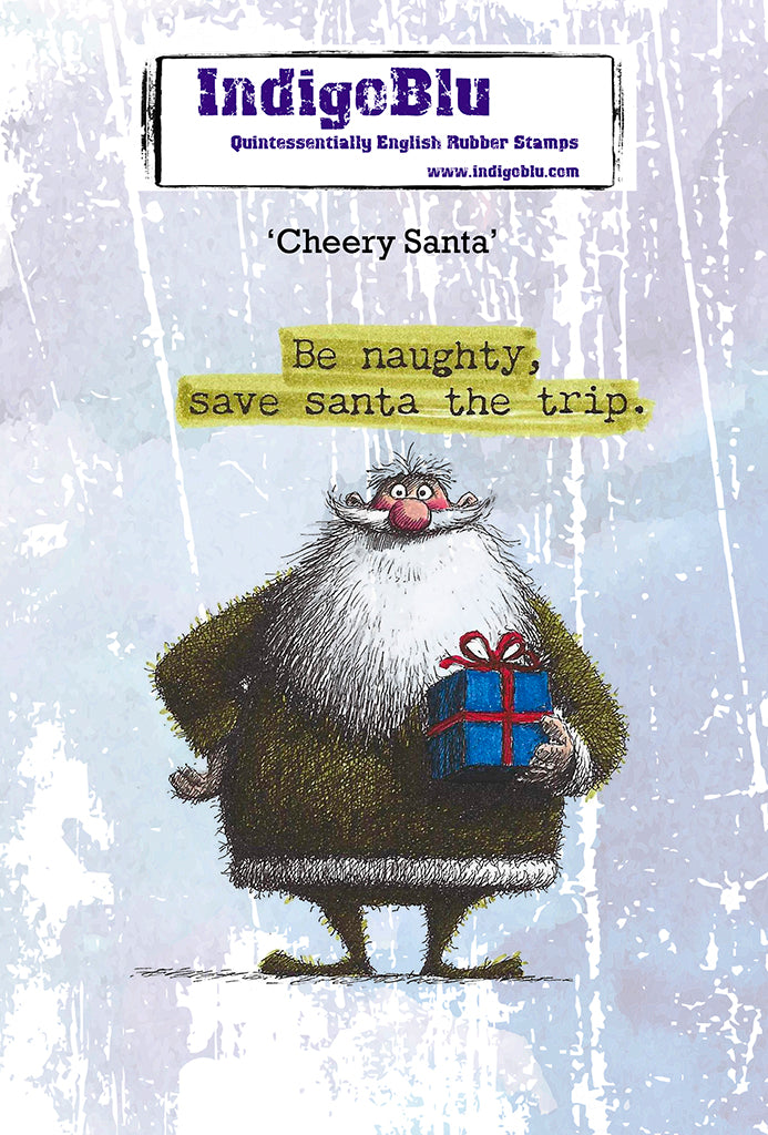 Cheery Santa A6 Red Rubber Stamp