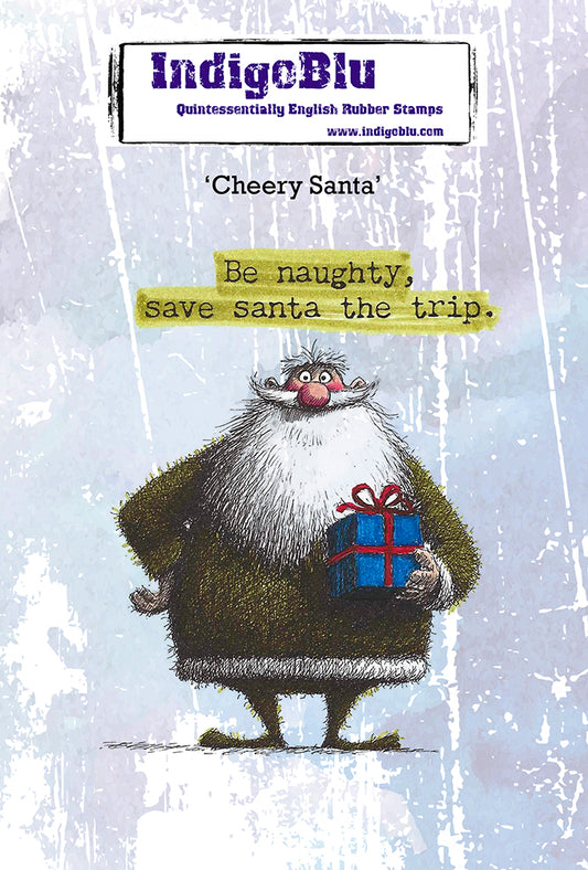 Cheery Santa A6 Red Rubber Stamp