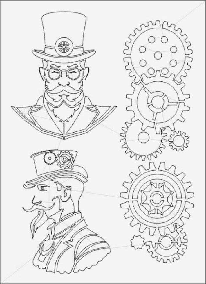Stencil - Steampunk Gents (8x5 inch)