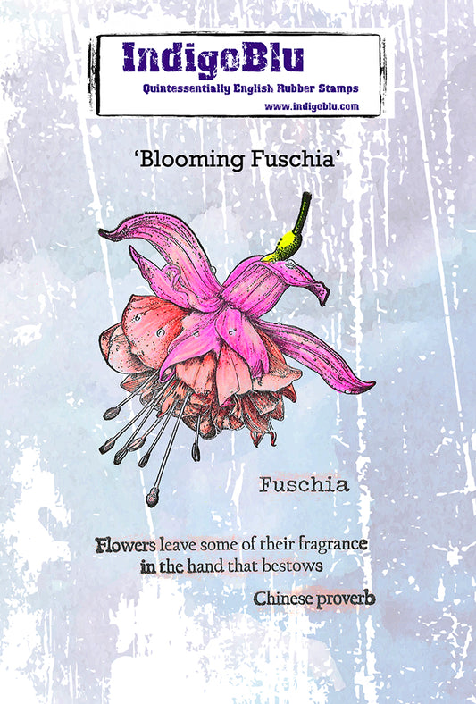 Blooming Fuchsia A6 Red Rubber Stamp
