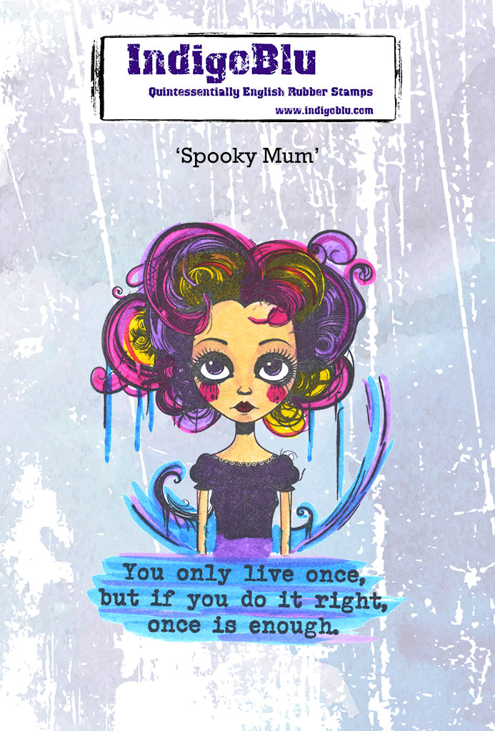 Spooky Mum A6 Red Rubber Stamp
