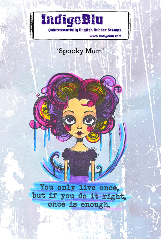 Spooky Mum A6 Red Rubber Stamp