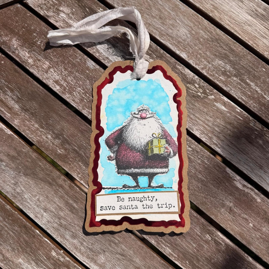 Cheery Santa A6 Red Rubber Stamp